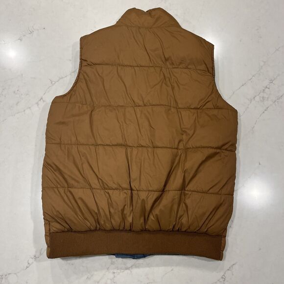 Totto Columbia Mens Reversible Blue Gold Puffer Vest Knit Waistband - Picture 4 of 9